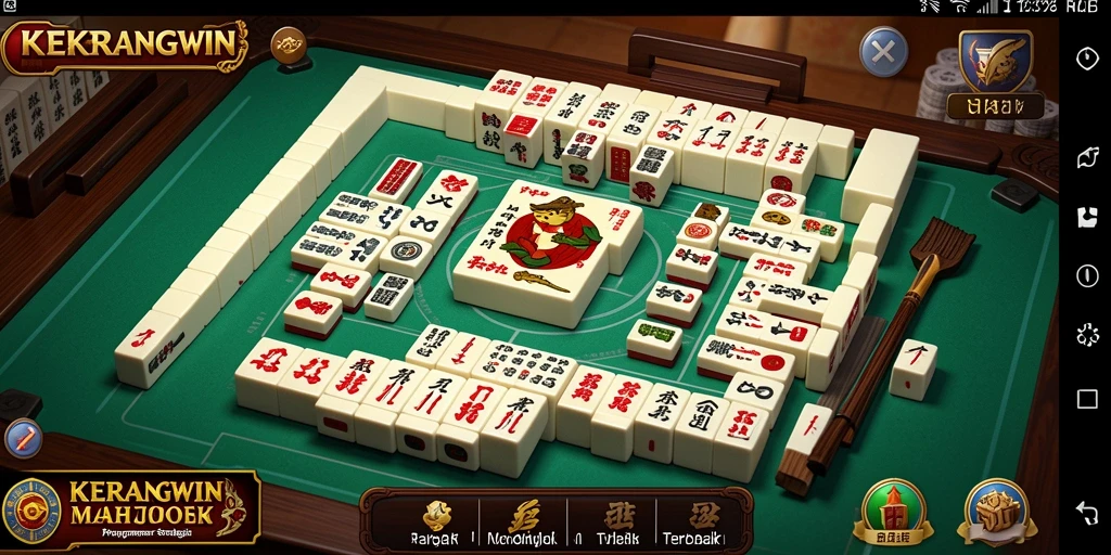 Tampilan gameplay KERANGWIN dengan ubin Mahjong yang menarik.