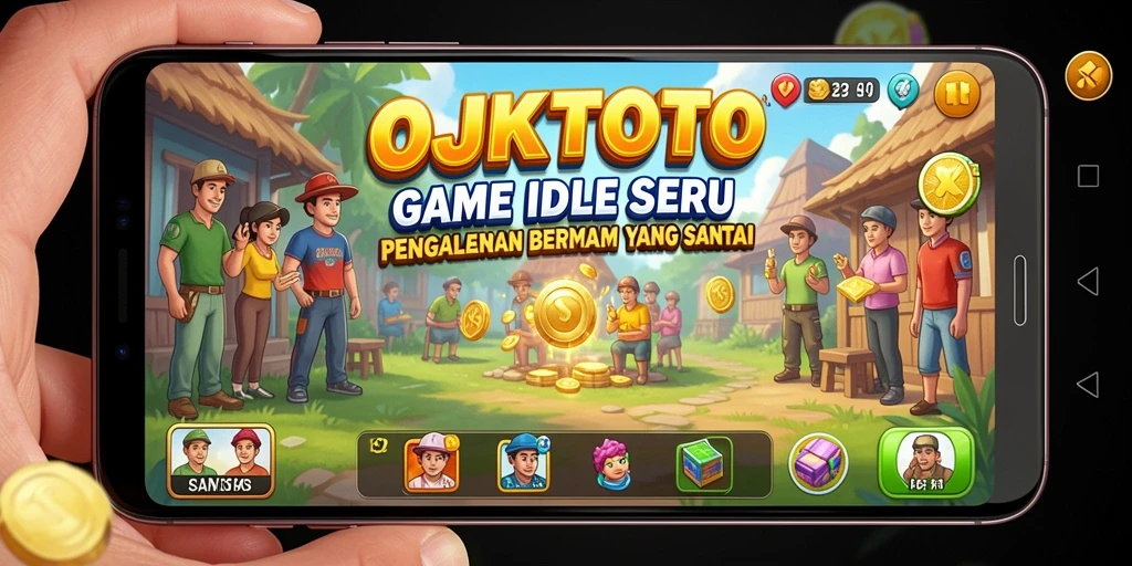 Screenshot gameplay OJKTOTO menampilkan karakter dan sumber daya yang berkembang.