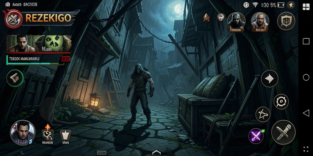 Tampilan mendebarkan gameplay REZEKIGO di dunia horror yang gelap.