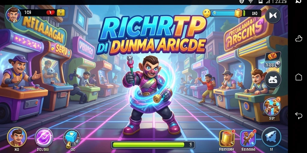 Screenshot utama RICHRTP menampilkan gameplay seru dalam level Arcade.