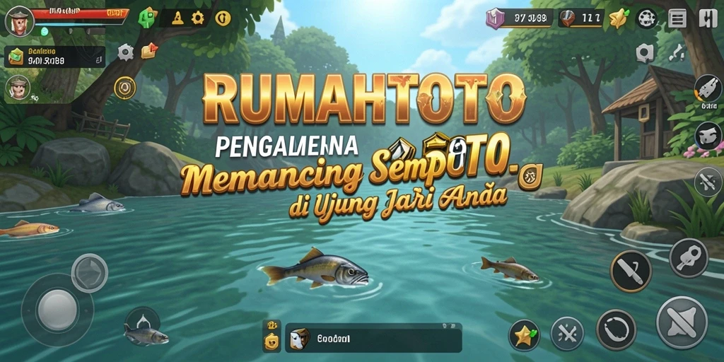 Tampilan gameplay menarik RUMAHTOTO dengan aksi memancing seru.