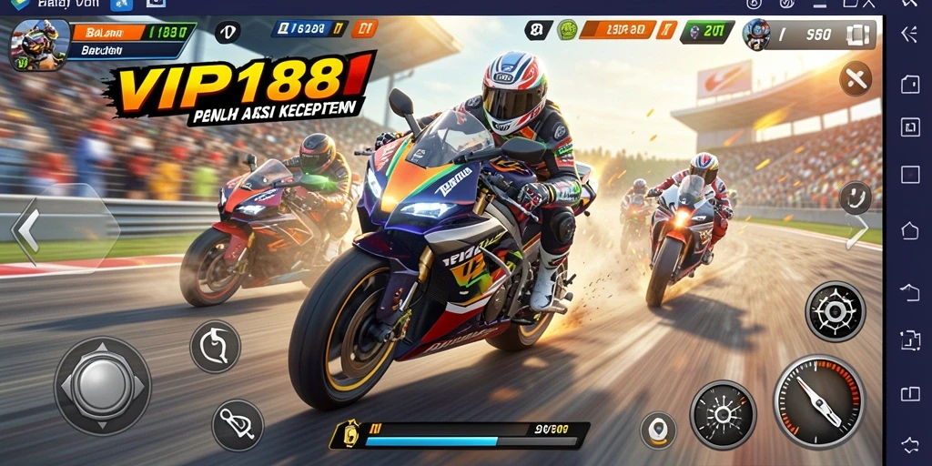 Tampilan gameplay balapan motor yang mendebarkan dan penuh aksi.